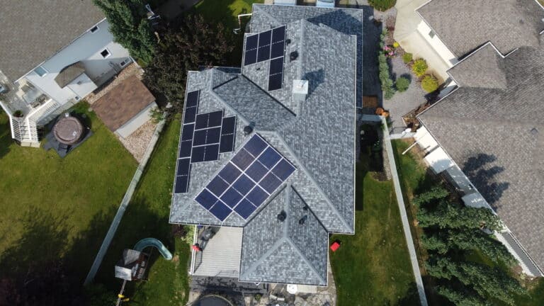 Residential Solar Panels Birds Eye View